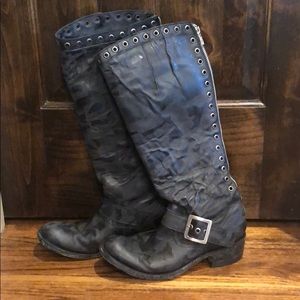 Old Gringo distressed black leather tall boots